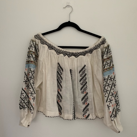 Free People All I Need Embroidered Top in Ivory - Picture 4 of 8